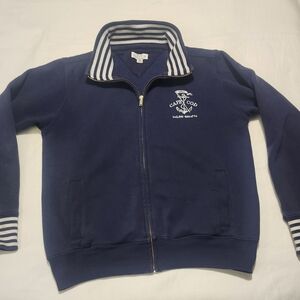Cape Cod Navy Blue Women's Sweatshirt with Striped Collar